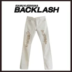 新品未使用　ISAMUKATAYAMA BACKLASH（イサムカタヤマ バックラッシュ）　クラッシュ デニム　M　ホワイトのサムネイル