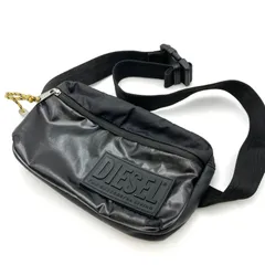 DIESEL ディーゼル ショルダーバッグ ウエストバッグ たすき掛け 斜め掛け 光沢 Y2K ラバーロゴ ブラック 黒 HBK12-5