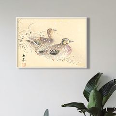 匿名配送】西陣綾錦織 おしどり 猪原大華原画 色紙 京都西陣織 kyoto