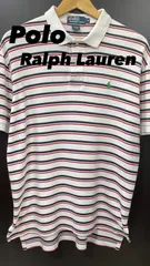 Polo Ralph Lauren ポロ ラルフローレン 白 ボーダー 半袖 ポロシャツ メンズS ブランドロゴ 古着 中古 3U0043