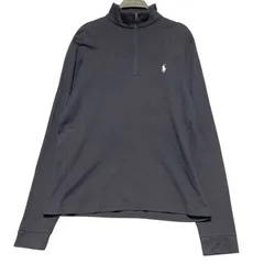 ポロラルフローレン ピマコットン ハーフジップ ニット スウェット M 紺 ネイビー 刺繍ロゴ ワンポイント 古着 Polo by Ralph Lauren PIMA COTTON 100% / IA417