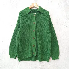 jouetie ジュエティ ルーズカラーニットカーデ ゆったり カーディガン ルーズシルエット ニット グリーン Mサイズ ◎_◇〇☆