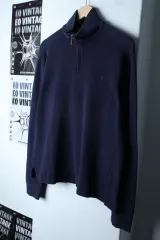 (S-L) ポロ ラルフローレン KARA 長袖Tシャツ ハーフジップ ネイビー ポニー-1816E