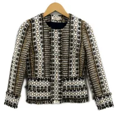 TORY BURCH(トリーバーチ) ジャケット サイズ0 XS レディース美品  - ライトブラウン×白×マルチ 長袖/ツイード/秋/冬のサムネイル