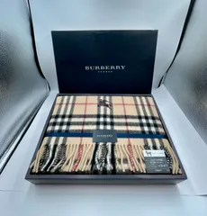 ⑤【新品未使用】BURBERRY LONDON バーバリー ロンドン ラムウール100％ ノバチェック ベージュ系 フリンジ付き ひざ掛け 日本製 ⭐︎41