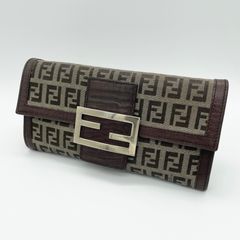 ☆FENDI☆ズッカ柄 長財布 PVCレザー ゴールドロゴ ピンク フラップ