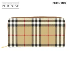 未使用 展示品 バーバリー BURBERRY ノバチェック ラウンドファスナー 長財布 PVC レザー ベージュ 8070598 ゴールド 金具 90320711