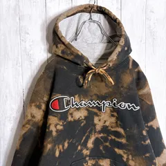 【まとめ購入大歓迎】Champion チャンピオン ブラック ブリーチ タイダイ スウェット パーカー #y15