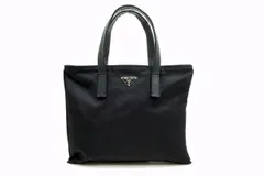 プラダ ミニトート ハンド バッグ 三角ロゴプレート マチ無し テスート ナイロン 黒 ブラック PRADA 5564h