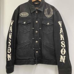 VANSON バンソン デニムジャケット ストライプ 刺繍 XL - メルカリ