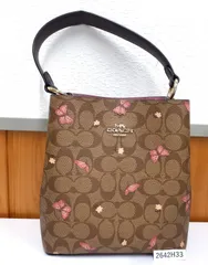 【2642H33】コーチ COACH  シグネチャー キャンバス ハート ペタルスモール タウン バケット バッグ 中古