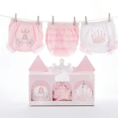 ベビーアスペン 女の子用お城ディスプレイBOX入りフリル付きプリンセスブルマー3点セット 誕生祝い 出産祝い Baby Aspen ベビーシャワー