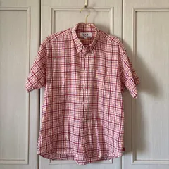 men's　メンズ　VAN　JAC　ヴァンジャケット　半袖　チェック　シャツ　shirt　赤　RED　レッド　朱色　お呼ばれ　デート　オフィスカジュアル　食事会のサムネイル