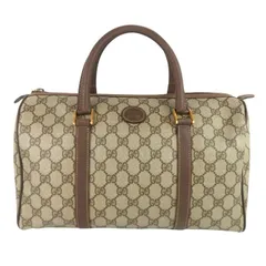 GUCCI グッチ ミニ ボストンバッグ PVCｘレザーGGスプリーム 002・39・6842 ブラウン オールドグッチ ヴィンテージ イタリア製 rk10419
