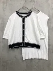 NATURAL BEAUTY BASIC ナチュラルビューティーベーシック 017-5175540 ボトルネックバイカラー アンサンブル カーディガン sizeF/白×黒 ■◆ レディース