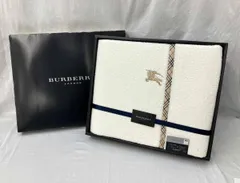 ［箱付］Burberry London バーバリー タオルシーツ ホワイト ノバチェック柄 140×240cm 綿100% 刺繍 ロゴ 寝具 