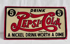 【アメリカンレトロ】ペプシコーラ PEPSI ブリキ看板 40.5×21.5cm ヴィンテージ風
