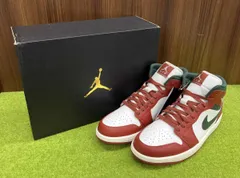 NIKE ナイキ エア ジョーダン 1 MID スニーカー サイズ28cm レッド系×ホワイト系×グリーン系 箱付 メンズ シューズ 