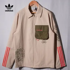 アディダス オリジナルス adidas ORIGINALS コーチジャケット ナイロンジャケット M ユニセックス ベージュ ロゴ刺繍 プリント ストリート スポーツミックス 古着 C631