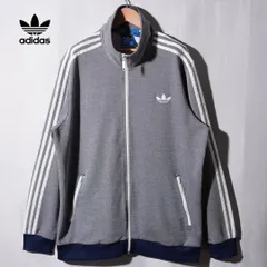 アディダス オリジナルス adidas ORIGINALS ファイヤーバード トラックジャケット XL グレー ネイビー ロゴ刺繍 Firebird ジャージ スポーツウェア Y2K ストリート スポーツミックス オーバーサイズ 古着 C723