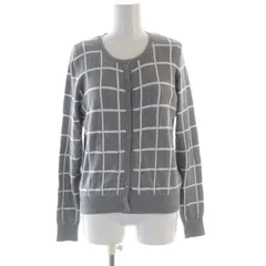 エムズセレクト m’s select アンサンブル ニット カーディガン カットソー チェック 半袖 長袖 38 グレー 白 ホワイト E720-001 /RO