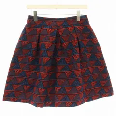 マックス&コー MAX&CO. スカート エンボス加工 91010515 総柄 ひざ丈 42 赤 ネイビー /☆G