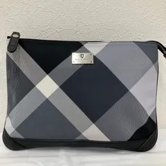 1171　BLACK LABEL　CRESTBRIDGE　ブラックレーベル　クレストブリッジ　セカンドバッグ　クラッチバッグ　サブバッグ　ポーチ　ブラック　黒　チェック　メンズ　シンプル　きれいめ