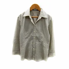 セオリーリュクス theory luxe ブラウス シャツ 長袖 オープンカラー ストライプ柄 38 M ベージュ オフホワイト /SY49