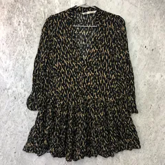 ZARA ザラ アニマル プリント ワンピース ブラック × ベージュ Sサイズ 〇◇