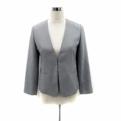 ナチュラルビューティーベーシック NATURAL BEAUTY BASIC ノーカラージャケット ミドル丈 S グレー /SY42