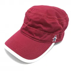 【美品】マンシングウェア ワークキャップ ボルドー×白 ロゴ刺しゅう 縁色移り少 F(56-60cm)   ゴルフウェア Munsingwear