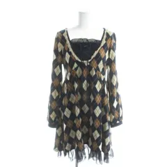 アクシーズファム axes femme ワンピース M 茶 ブラウン 紺 ネイビー アーガイル柄 長袖 ミニ丈 /AP