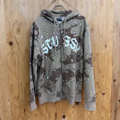 【店舗販売併用】STUSSY カモ柄 ジップパーカー Lサイズ ストリート 迷彩 Bランク