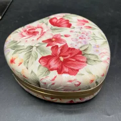 O481 ジュエリーボックス 小物入 花柄ファブリック 薔薇柄 レトロ 携帯用 ジュエリーケース ヴィンテージ