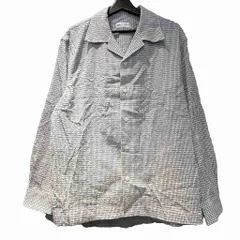 ザラ ZARA オープンカラーシャツ チェック柄 長袖 M 白 ホワイト 黒 ブラック ■FF