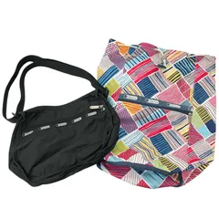 186001 現状品 LeSportsac レスポートサック ショルダーバッグ　まとめ ブラック ナイロン レディース 2点まとめ売り