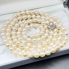 虹色の輝き✨オーロラ干渉色◎ 約7.5mmあこや真珠ロングネックレス