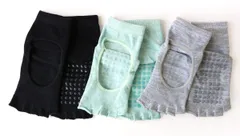 【新着商品】滑り止め ソックス 5本指 ヨガ 指先なし スポーツ 3足セット ミドル丈 レディース 靴下 23-25cm ピラティス