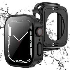 【数量限定】Apple Watch ケース Series 10 対応 42mm アップルウォッチ PC素材+9H硬度ガラス 防水 防塵 一体型 高感度 高耐久性 耐衝撃 2 in 1 前後二重構造全面保護 装着簡単 脱落しやすい iWatch 42mm ブラッ