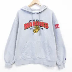 XL/古着 チャンピオン champion 長袖 スウェット パーカー メンズ 00年代 00s ミリタリー USマリーンズ 大きいサイズ グレー 霜降り 26mar17