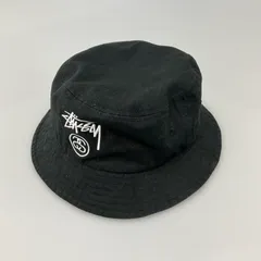 【中古品】STUSSY ステューシー SSロゴ＆ストックロゴ刺繍ブラックバケットハット 【185-260410-SS-01-iwa】
