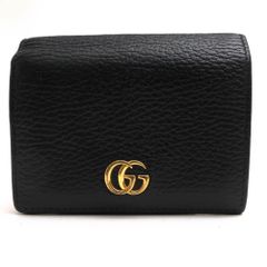 極美品》 Gucci ブラック 二つ折り財布 グッチ GGマーモント レザー