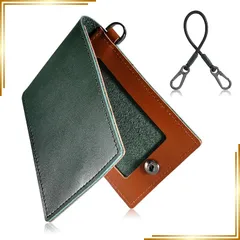 【新品】 [KABANTiFY] 定期入れ メンズ パスケース 2枚収納 本革Dカン 薄型 バタフライ ICカード2枚使用可能 0.8mm ストラップ付き 2つ折り レザー ギフト ビジネス 通勤 通学