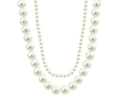 [AREUM] パールネックレス 二連 重ね付け 一体型チェーン 短め 上品 お洒落 アクセサリー プチプラ 高見え 人気 レディース アクセサリー お出かけ 結婚式 パーティー 