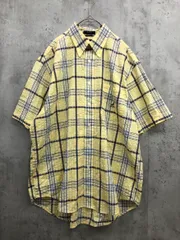 NAUTICA ノーティカ チェック 半袖 コットン ロゴ刺 シャツ sizeL/イエロー ■◆ メンズ