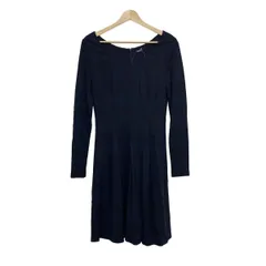 JILSANDER(ジルサンダー) ワンピース サイズ38 S レディース美品  ダークネイビー×黒 プリーツ/チェック柄/NAVY