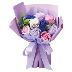 ソープフラワー　スタンドキュートシャボン9輪ブーケ パープル