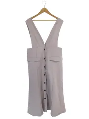 インデックス INDEX ワンピース ジャンパー スカート ボタン フェイクポケット ミモレ丈 無地 サイズM くすみピンク QQQ