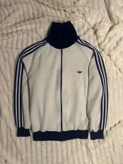 (4月割引)アディダス 80's 西ドイツ製 ネイビー バイカラー クリーム トラックジャージ