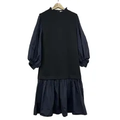 LANVIN en Bleu(ランバンオンブルー) ワンピース サイズ36 S レディース 黒×ダークネイビー ハイネック/長袖/ロング丈